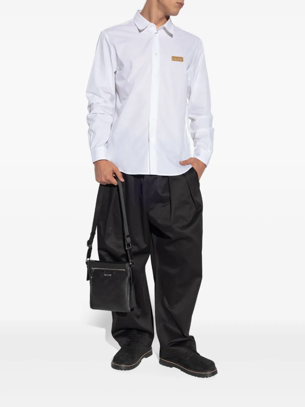 Versace Jeans Couture logo-plaque cotton shirt - Wit