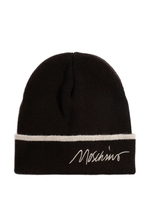 Moschino embroidered-logo ribbed beanie hat
