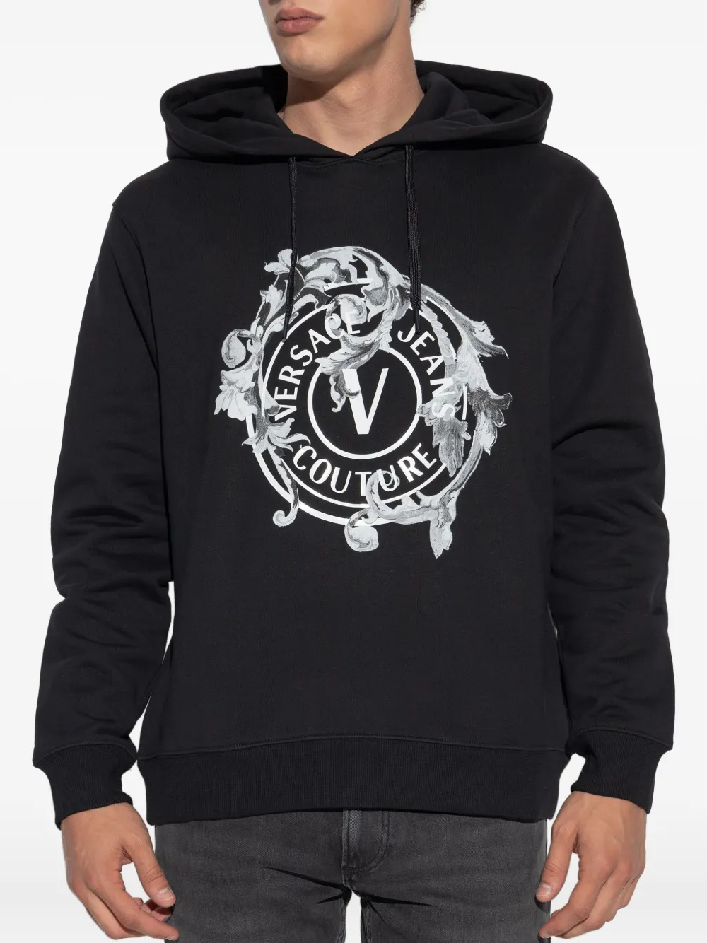 Versace Jeans Couture Hoodie met logoprint Zwart