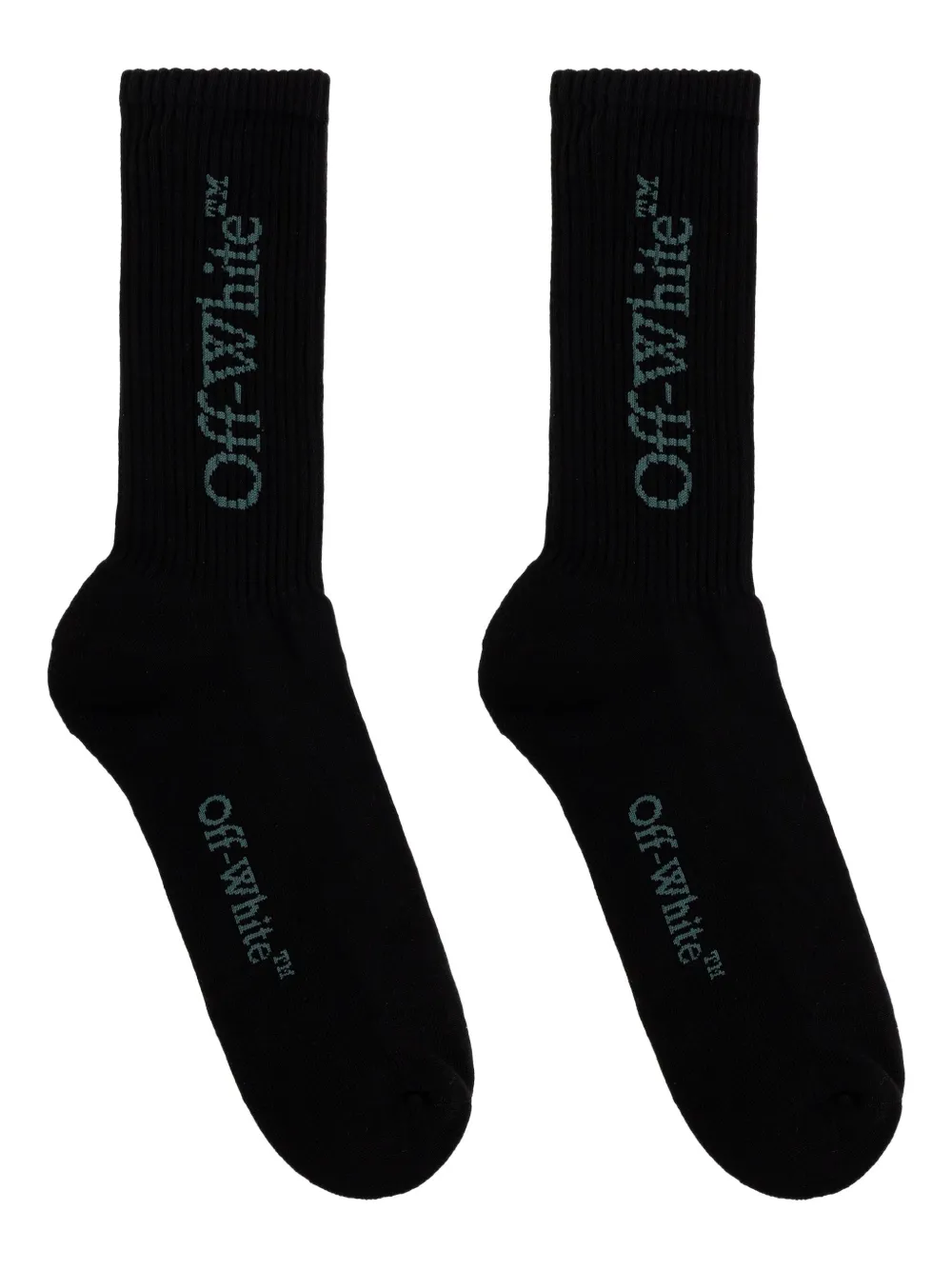 Off-White logo-embroidered ribbed socks | Black | Image 1