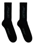 Off-White logo-embroidered ribbed socks - Black