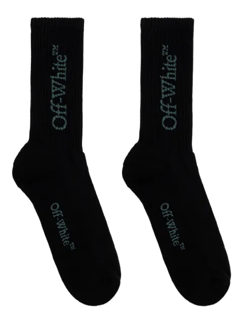 Off-White calcetines tejidos de canalé con logo bordado