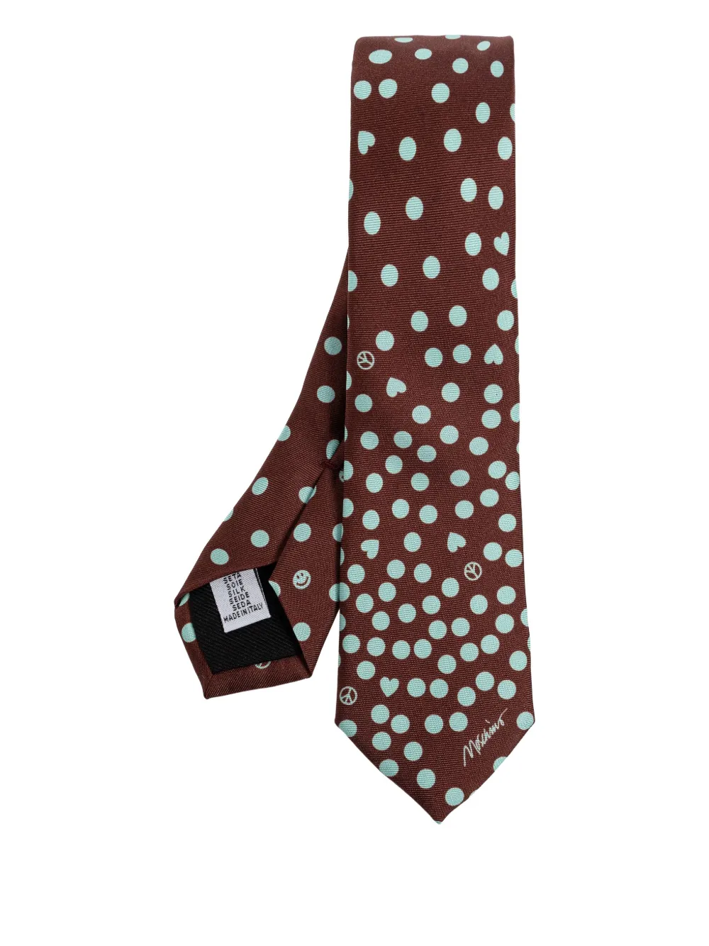 Moschino Polka-dot Tie In Brown