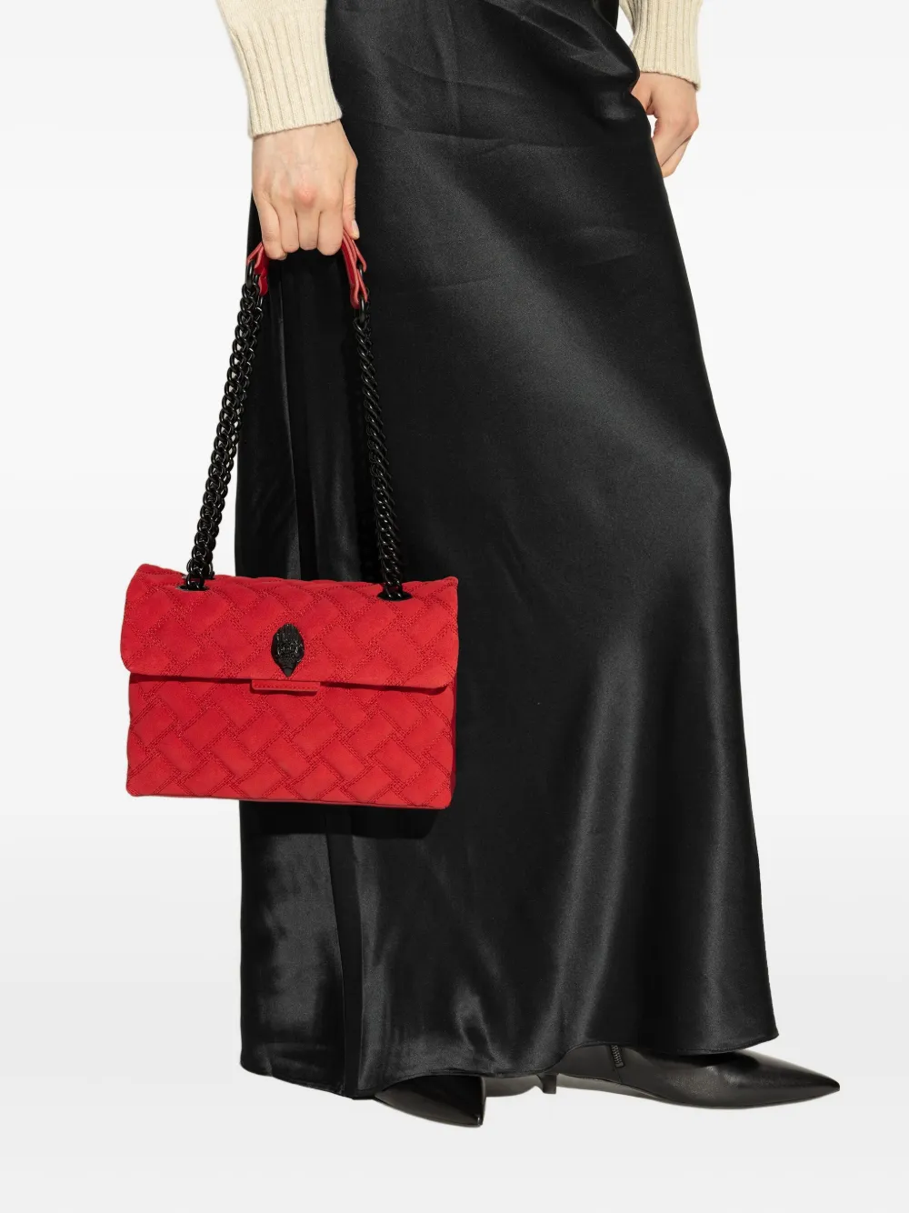Kurt Geiger Quilted Chain Mini Bag In Red