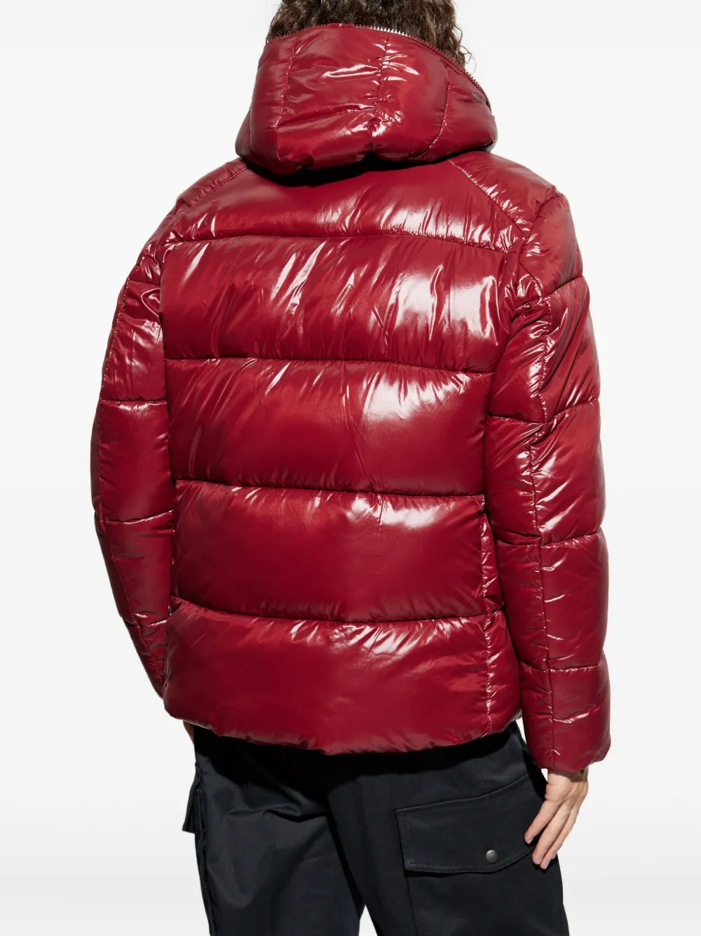 Save The Duck Hooded Puffer Jacket In Burgundy