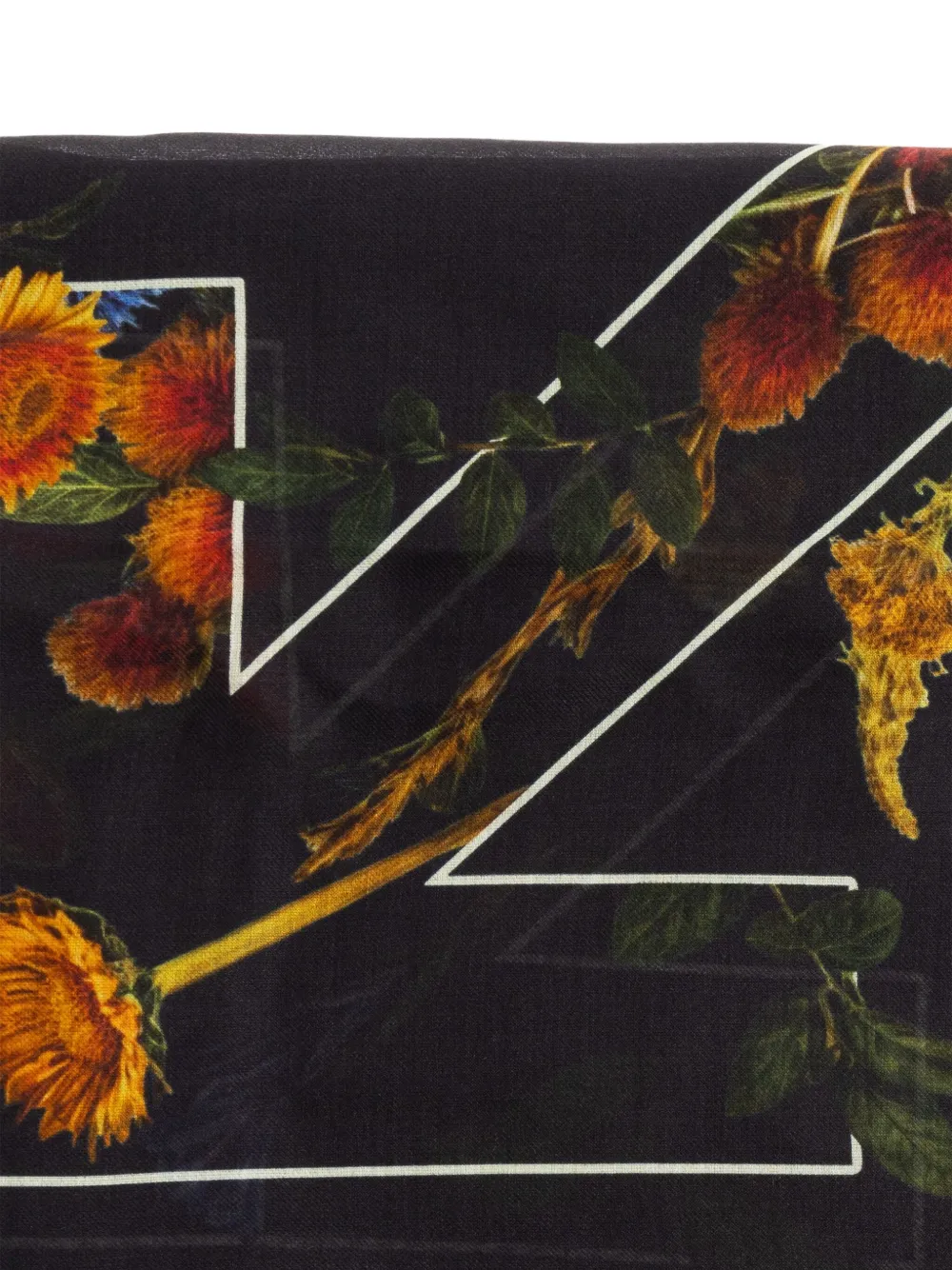 Off-White Sjaal met bloemenprint - Zwart