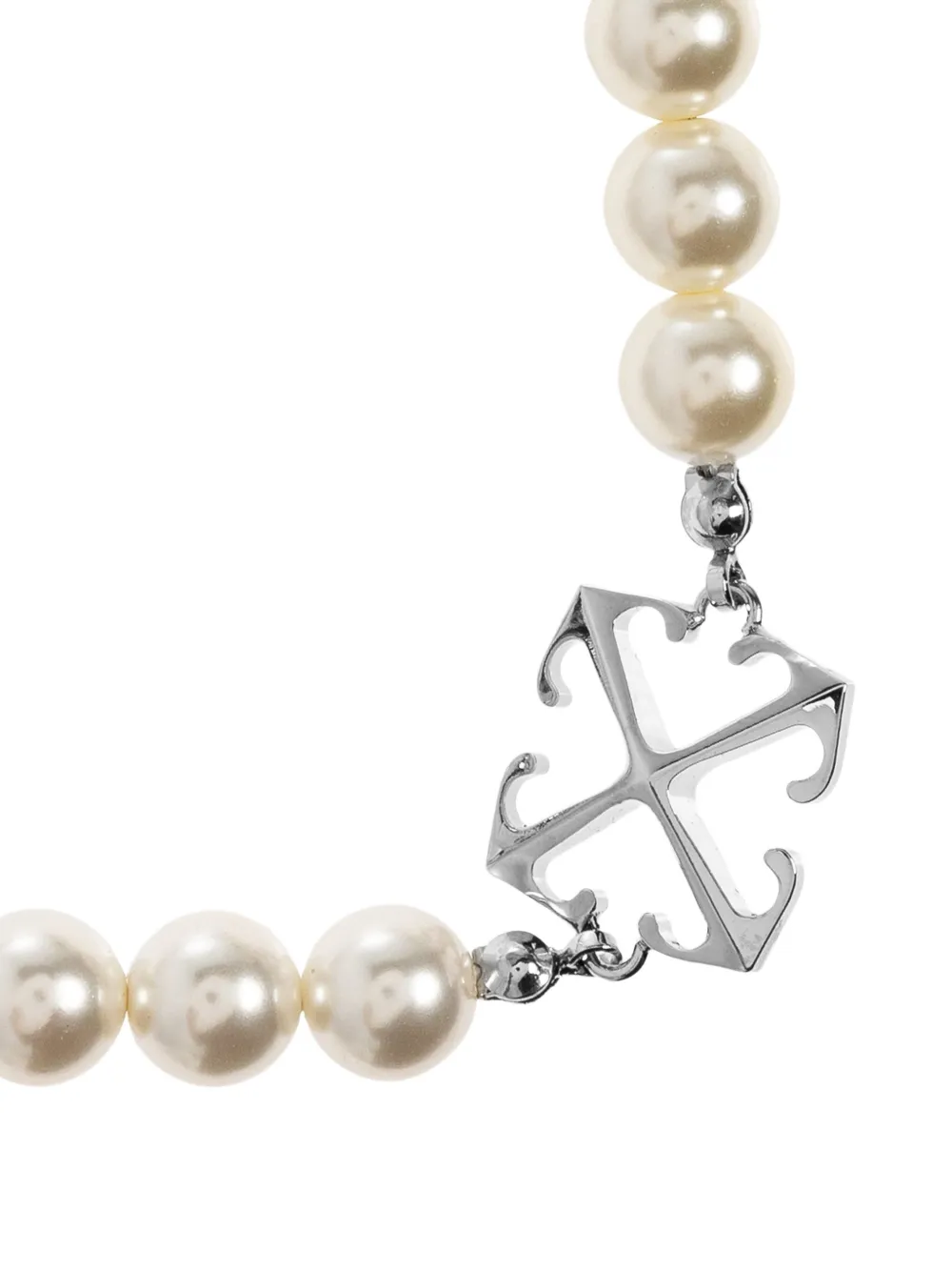 Off-white Pearl Cross Bracelet In Metallic
