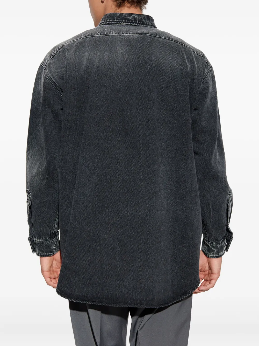 Moschino Denim overhemd met logopatch Grijs