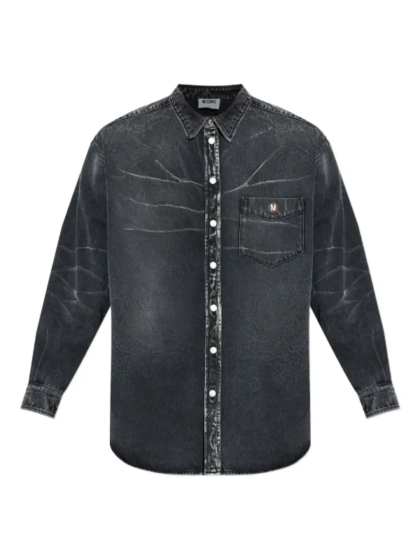 Moschino Logo-patch Denim Shirt in Grey