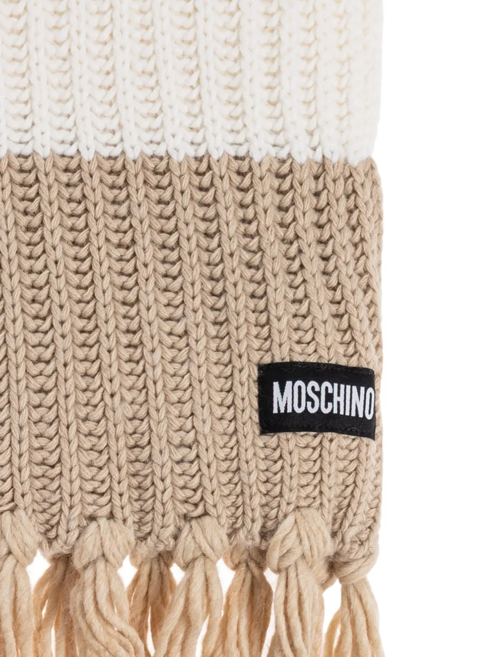 Moschino Ribbed-knit Fringed Scarf In White