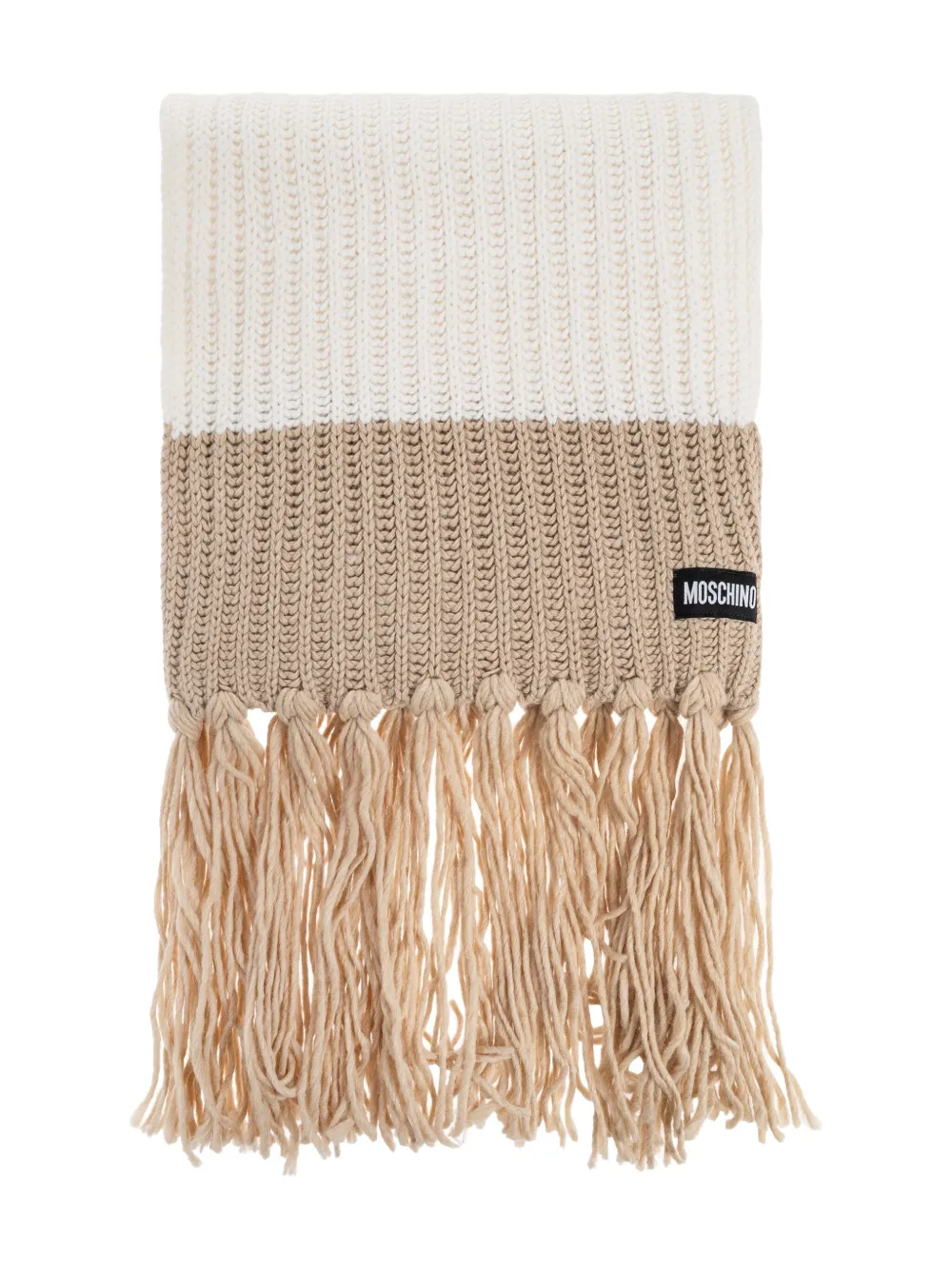 Moschino ribbed-knit fringed scarf | White | Image 1