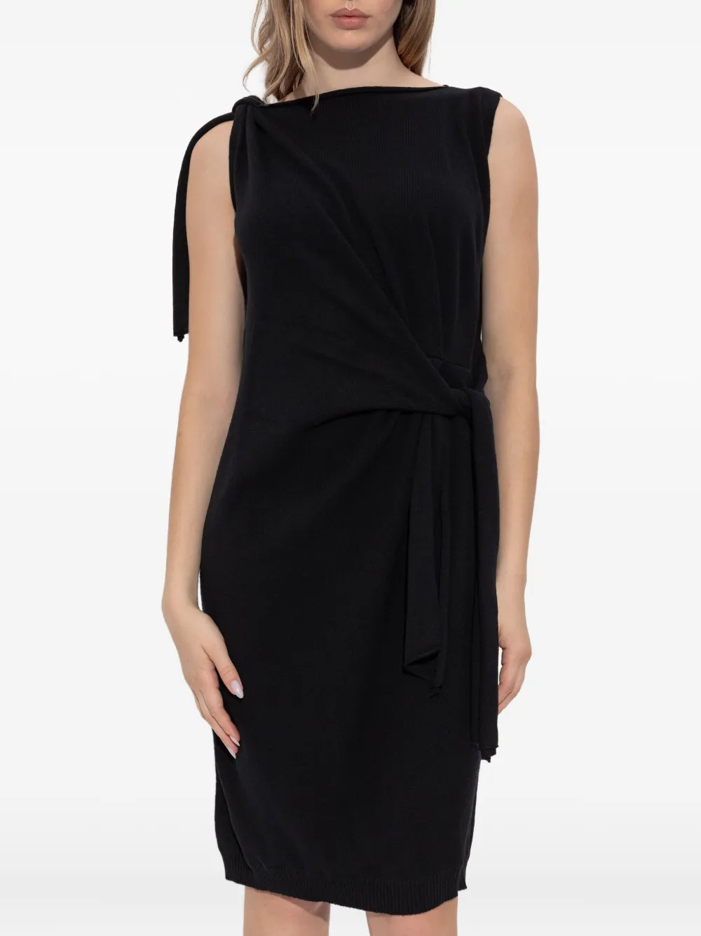 Moschino Sleeveless Knitted Mini Dress In Black