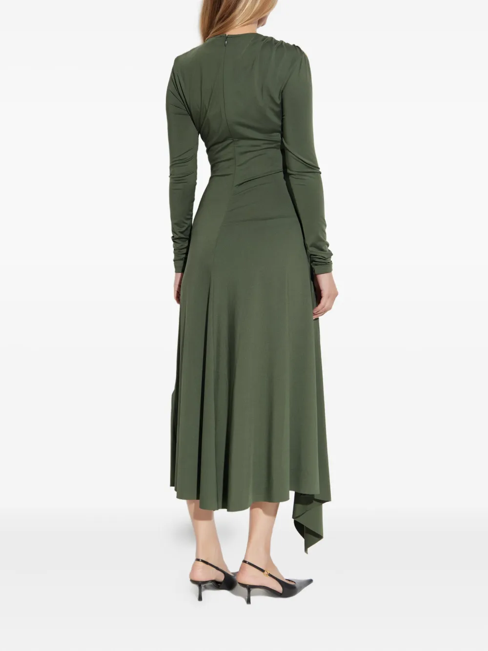 Victoria Beckham Womens Oregano Asymmetric Twist Stretch-woven Midi Dress In Green