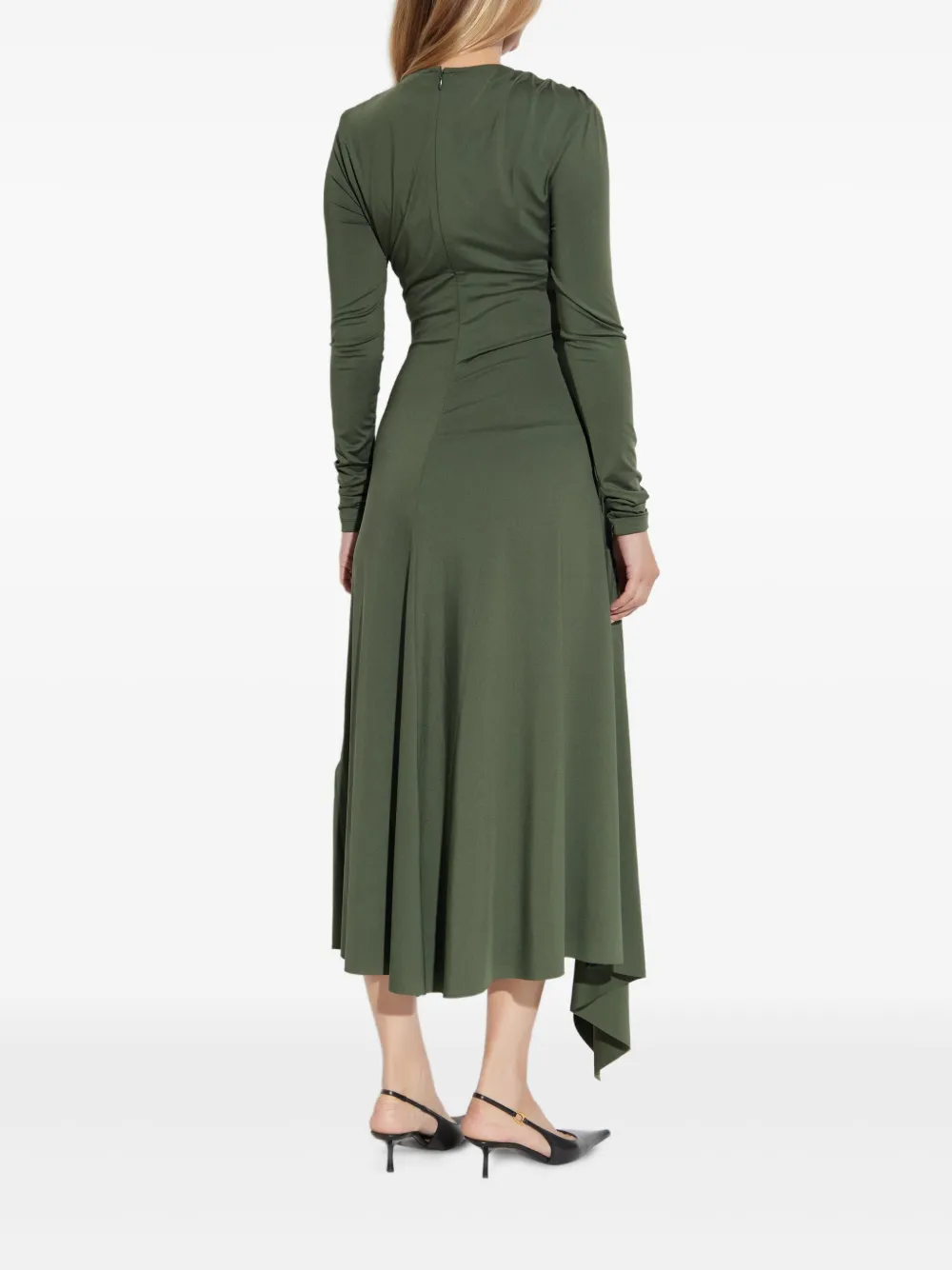 Victoria Beckham Gedraaide asymmetrische midi-jurk Groen