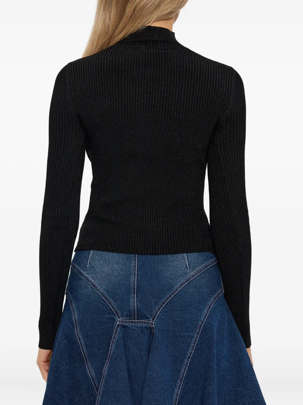 Versace Jeans Couture Geribbelde trui met gespdetail Zwart