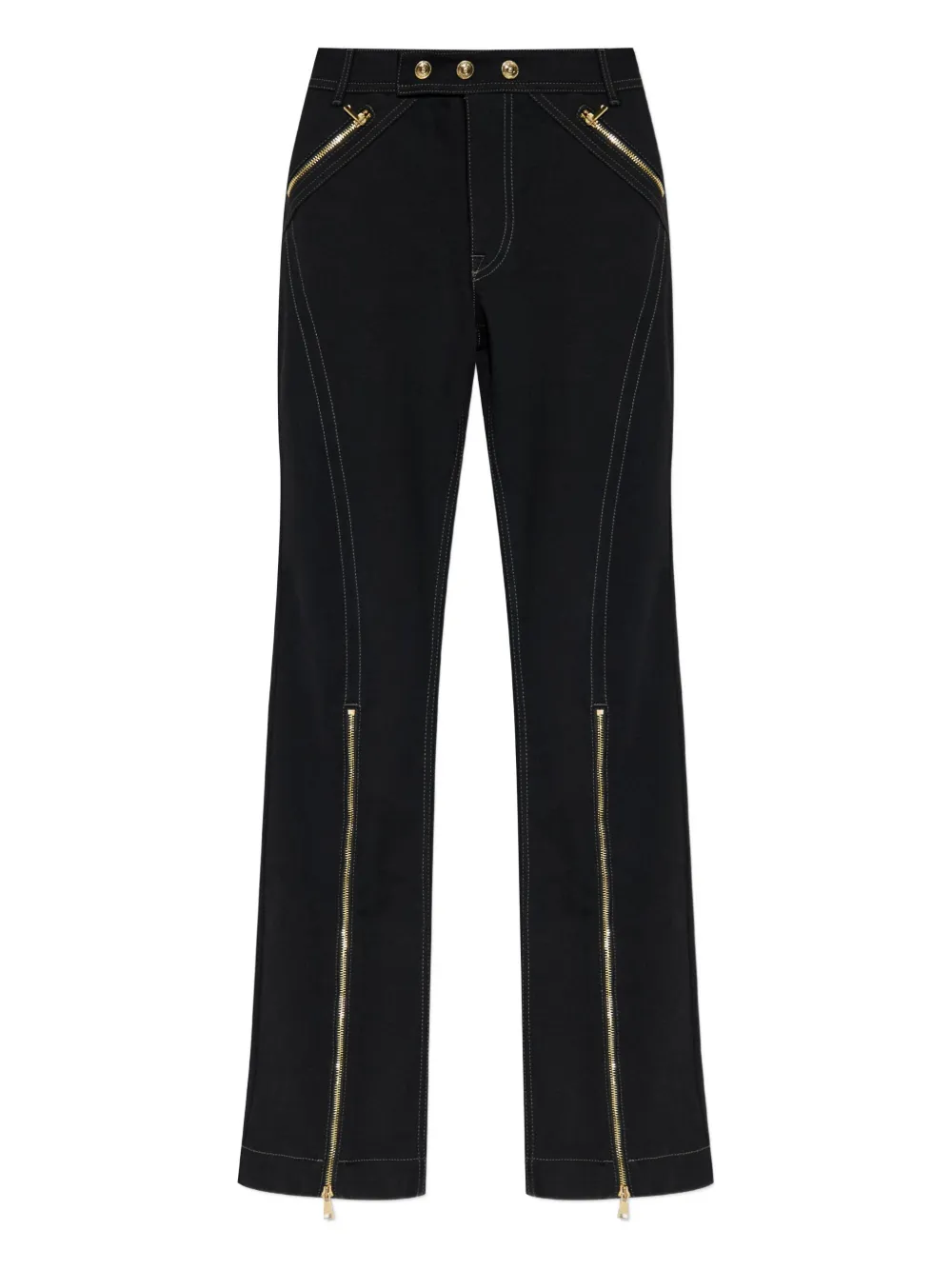 Versace Jeans Couture zip-detail topstitched denim jeans | Black | Image 1