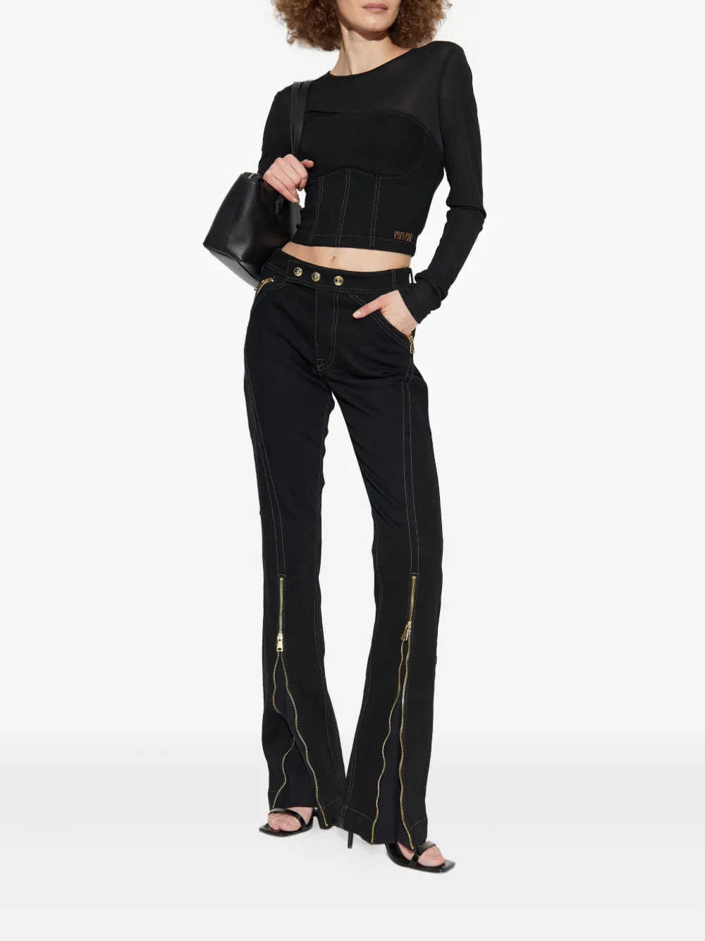 Versace Jeans Couture zip-detail topstitched denim jeans - Zwart