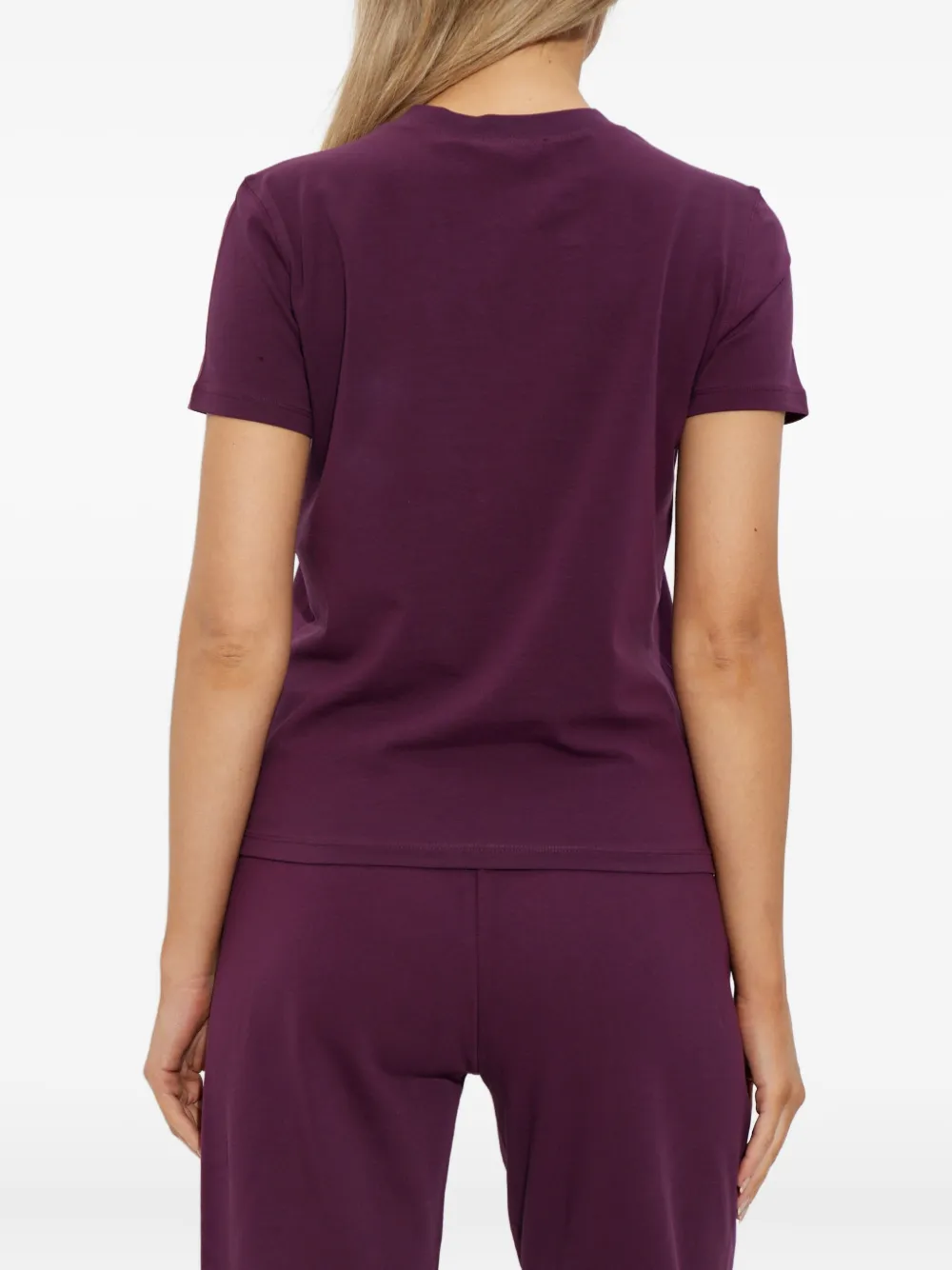 Versace Jeans Couture Logo Burgundy Stretch Cotton T-shirt In Pink