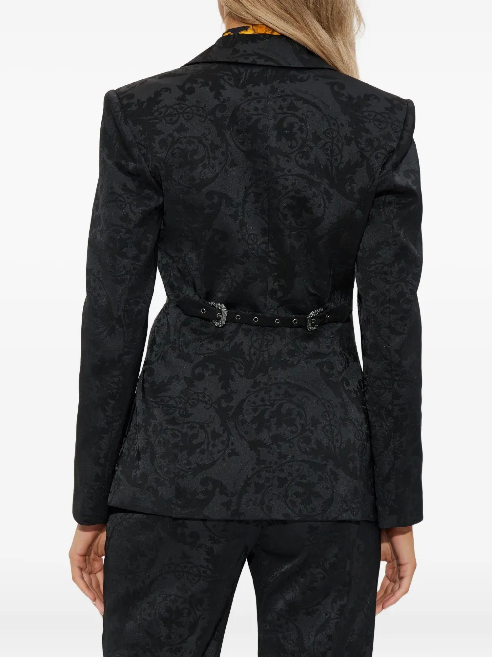 Versace Jeans Couture Barocco Pattern Blazer In Black