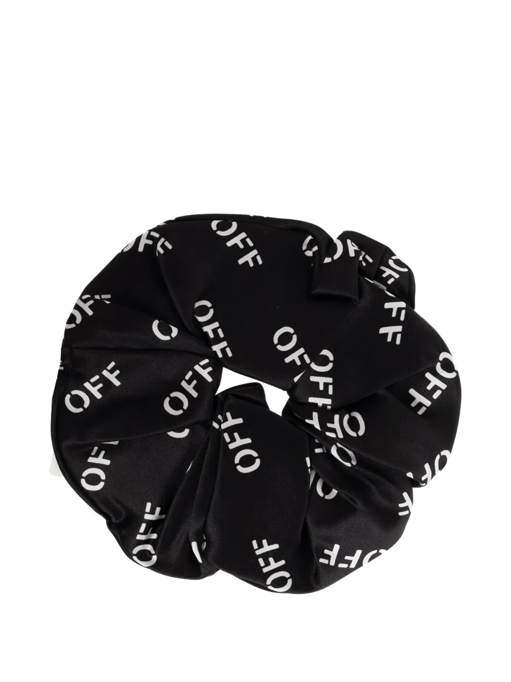 Off-white Logo-print Silk Scrunchie In Black