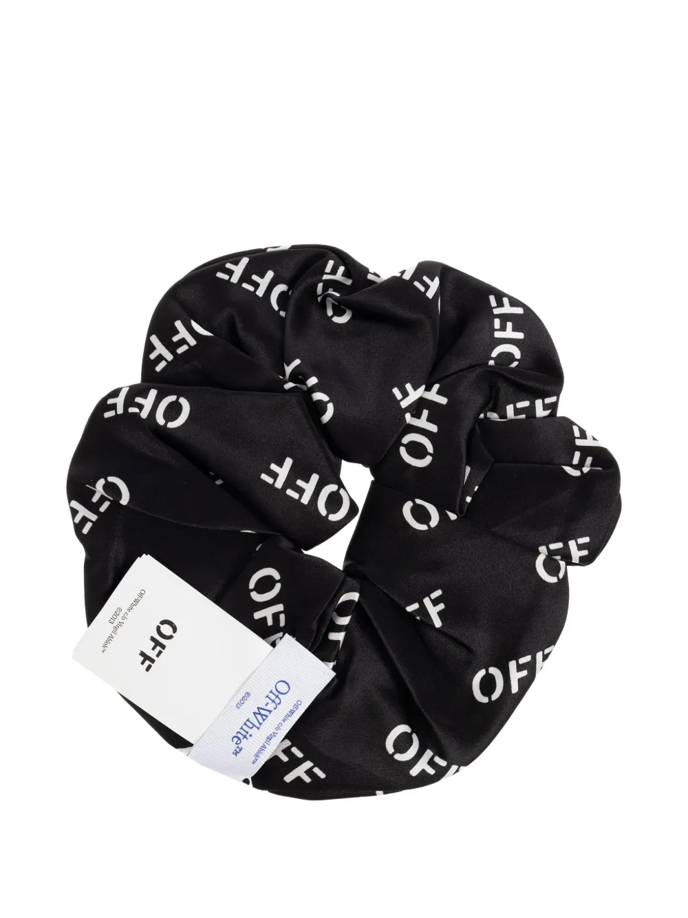 Off-white Logo-print Silk Scrunchie In Black