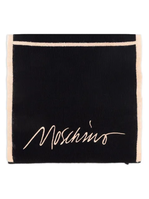 Moschino embroidered ribbed scarf