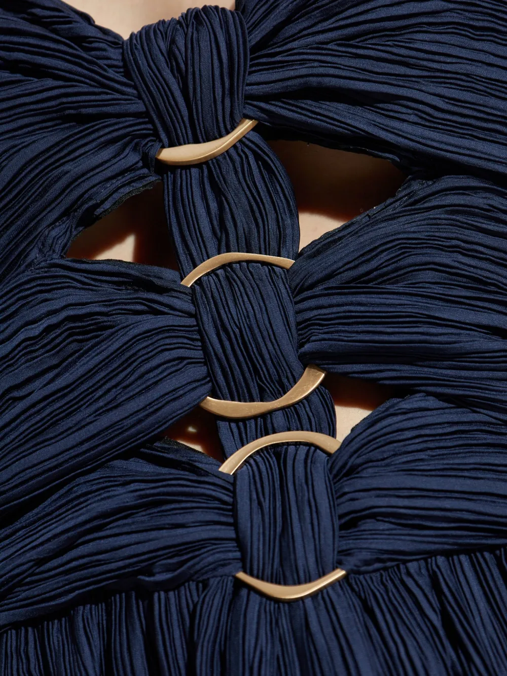 Cult Gaia Nailah geplooide maxi-jurk met halternek en ringdetail Blauw