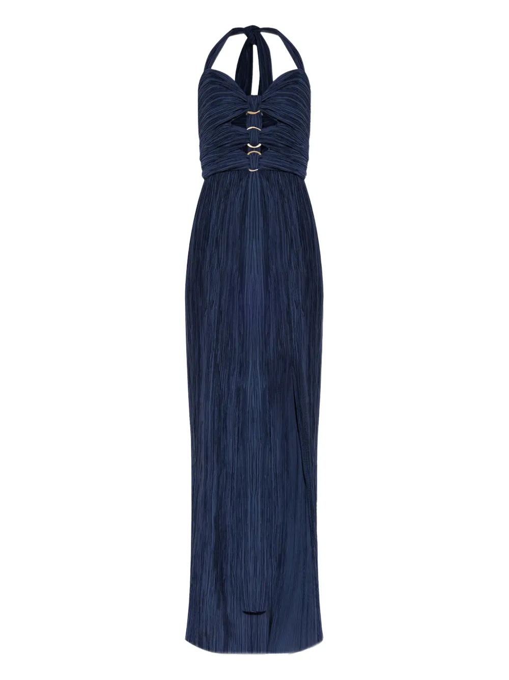 Cult Gaia Nailah pleated halter-neck ring-detail maxi dress | Blue | Image 1