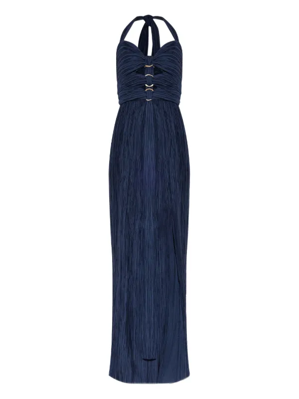 Cult Gaia Nailah Pleated Halter-neck Maxi Dress - Blue