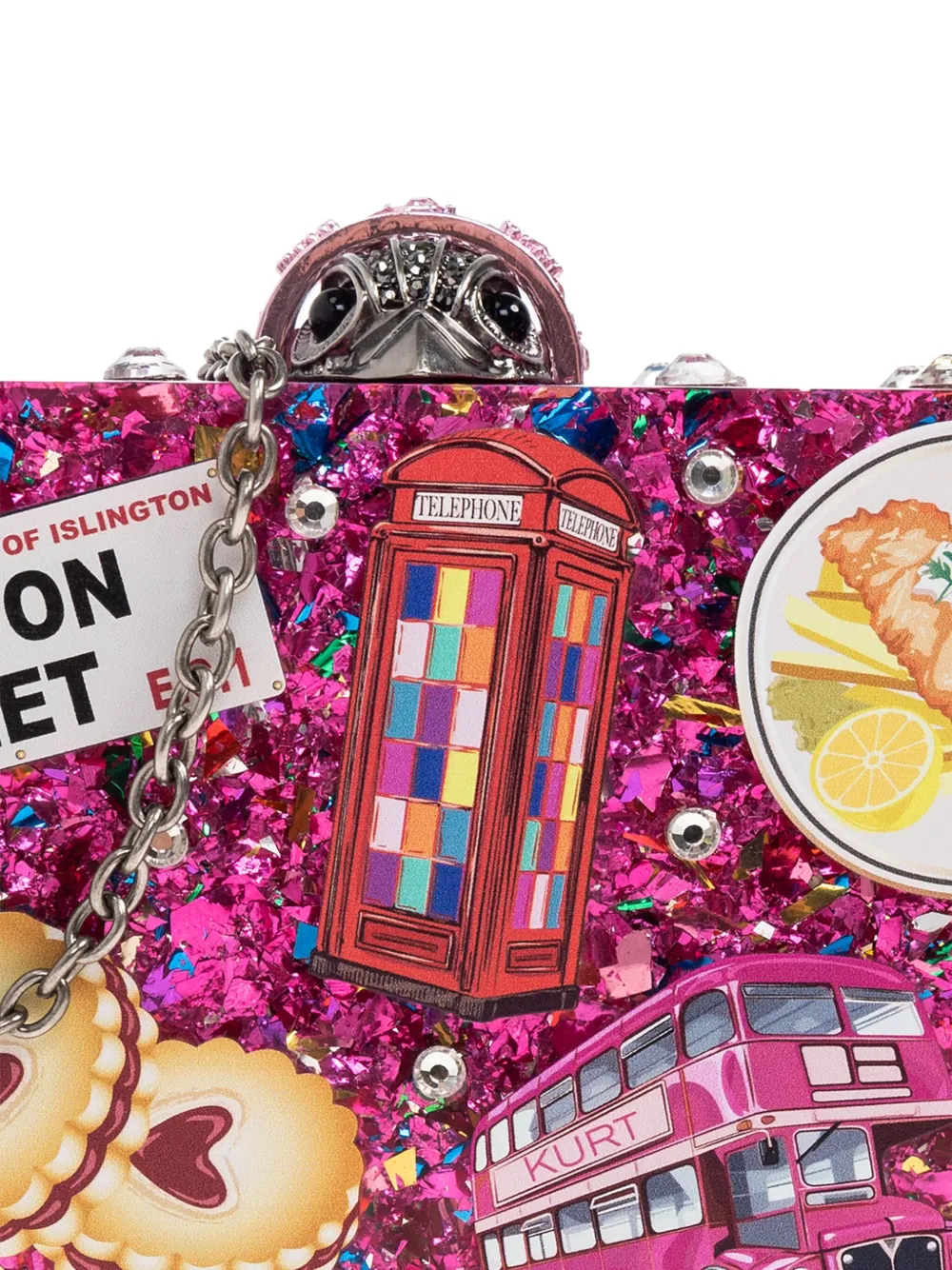 Kurt Geiger Womens Pink Comb London Resin Clutch Bag In Pink