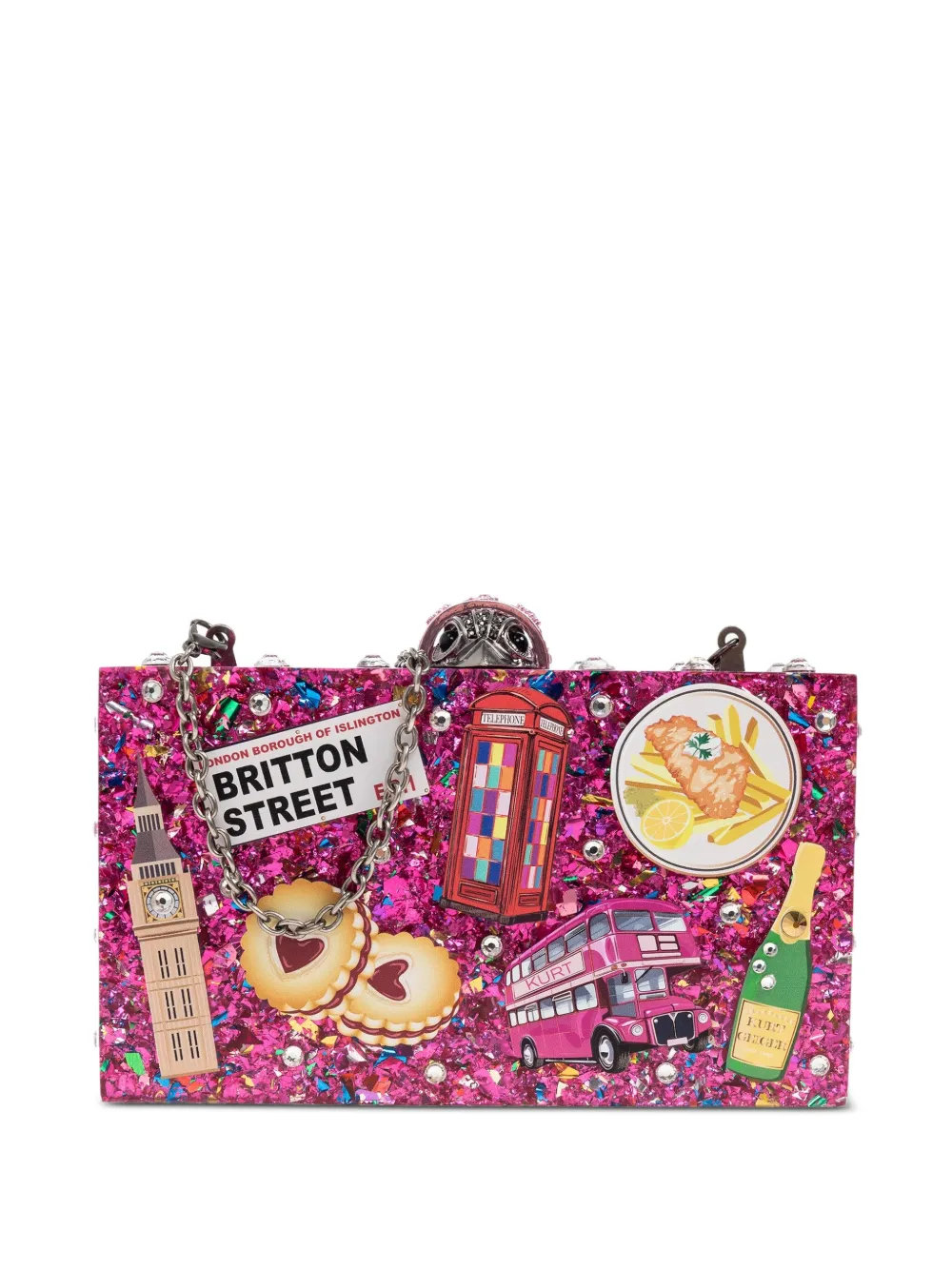 Kurt Geiger London London Box glittered clutch bag | Pink | Image 1
