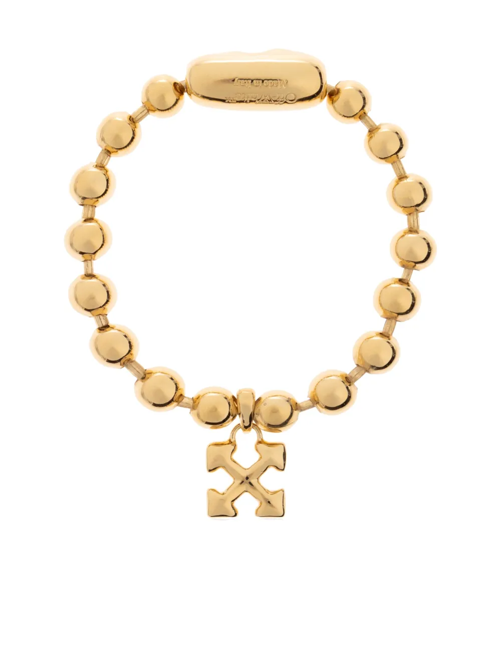 Off-white Arrows-charm Ball-chain Bracelet In Gold