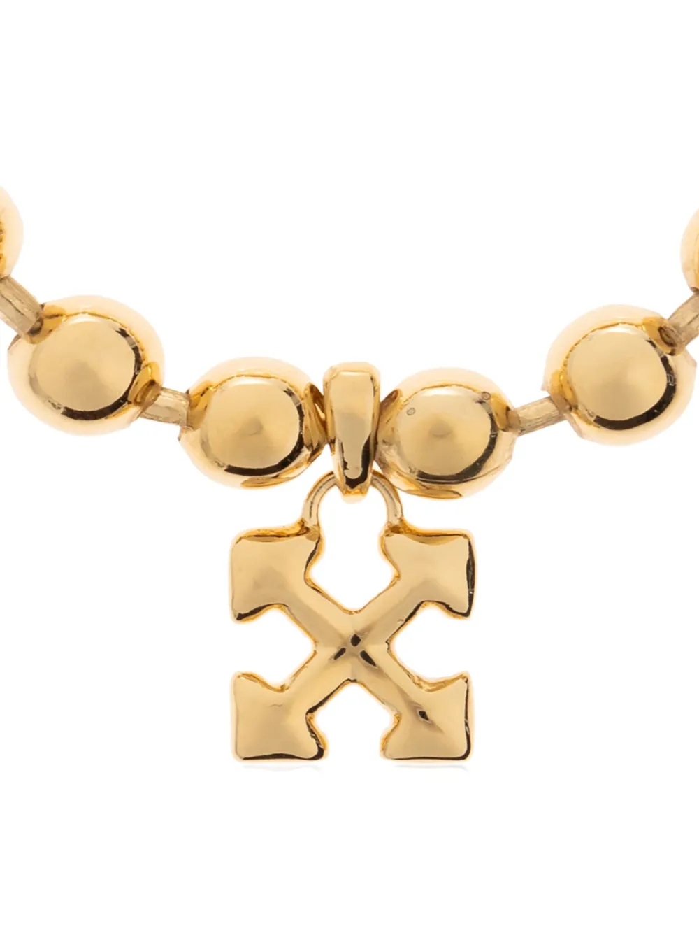 Off-white Arrows-charm Ball-chain Bracelet In Gold