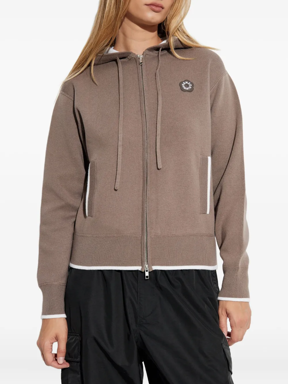 Kenzo Hoodie met logo en rits Beige