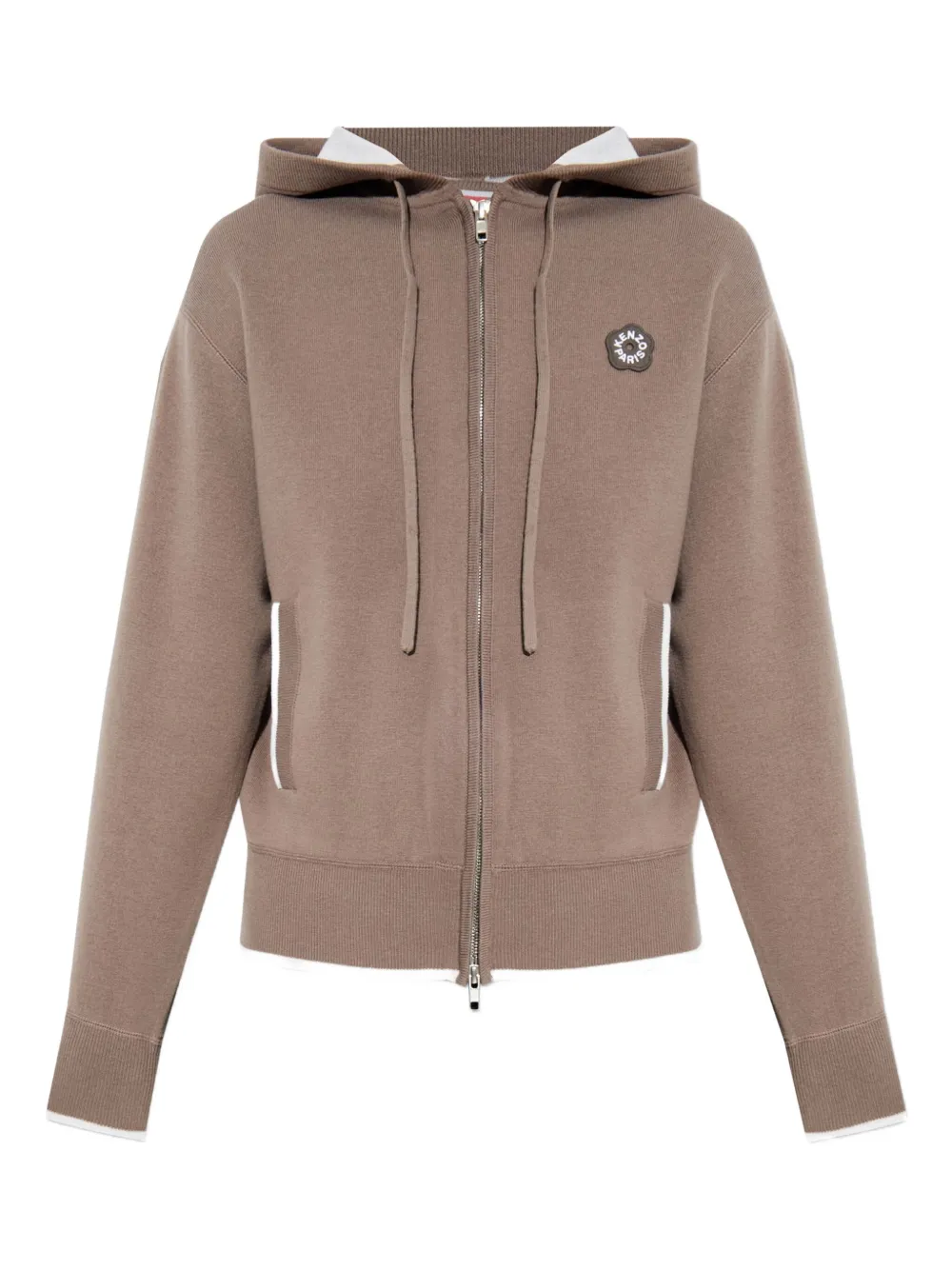 Kenzo flower-logo zip-up hoodie - ニュートラル Kenzo flower-logo zip-up hoodie - ニュートラル