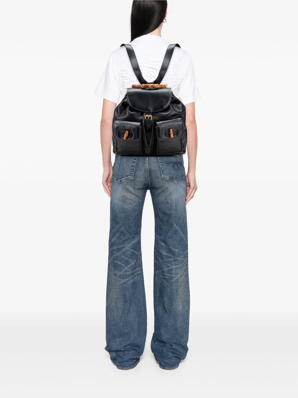 Gucci Pre-Owned 20th Century Calfskin Bamboo Drawstring backpack | Pre-Owned | Image 2
