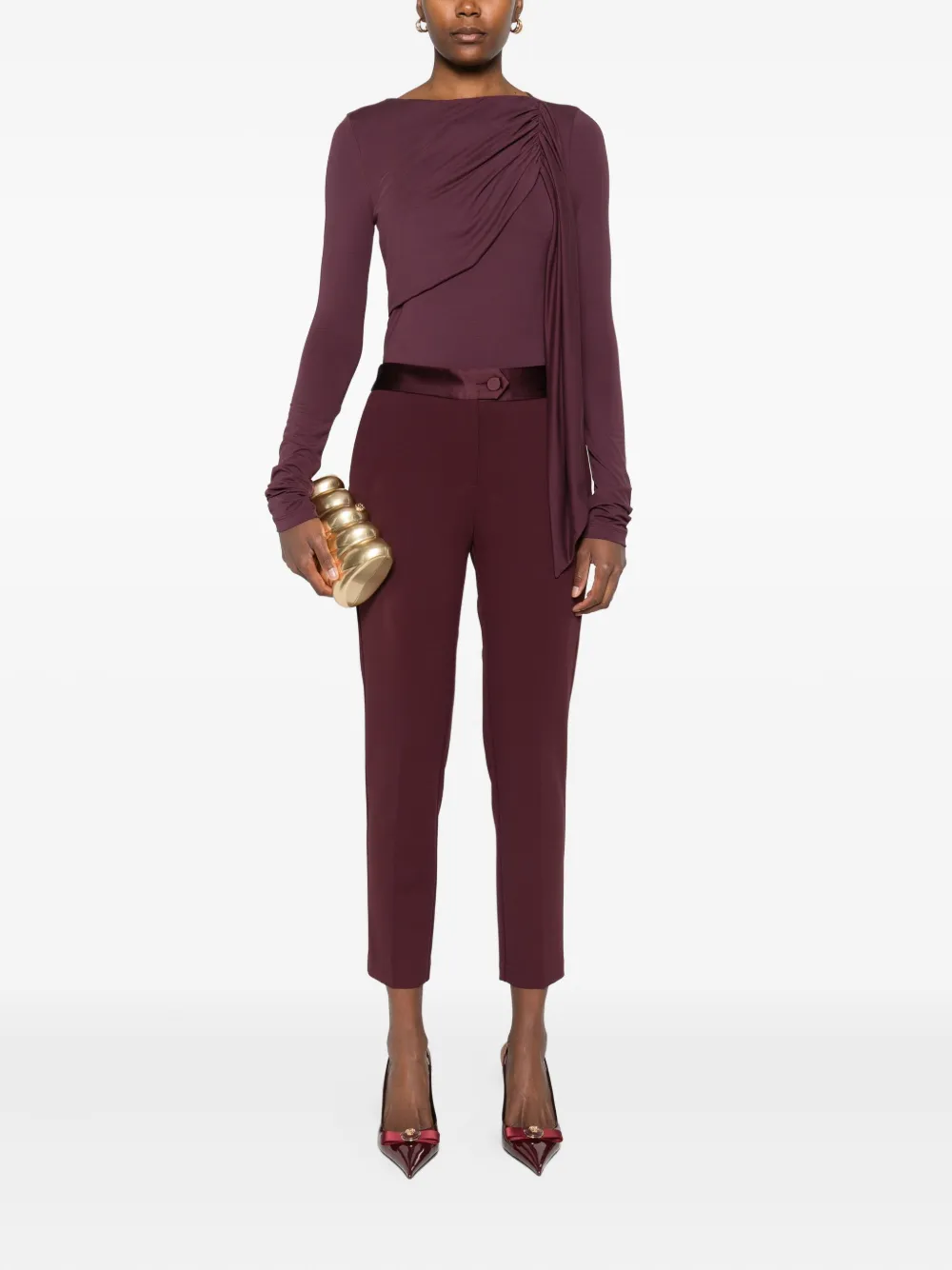 IMPERIAL Broek met satijnen tailleband - Rood