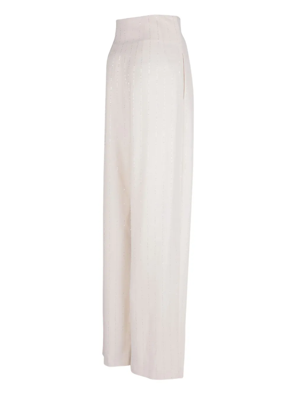 Nissa Striped High-waisted Trousers In White