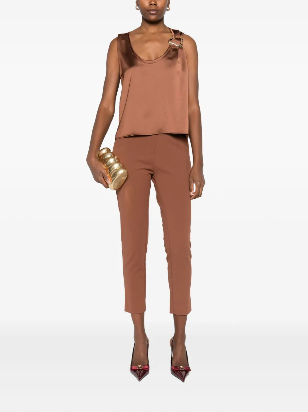IMPERIAL button-fastening satin-waistband trousers - Bruin