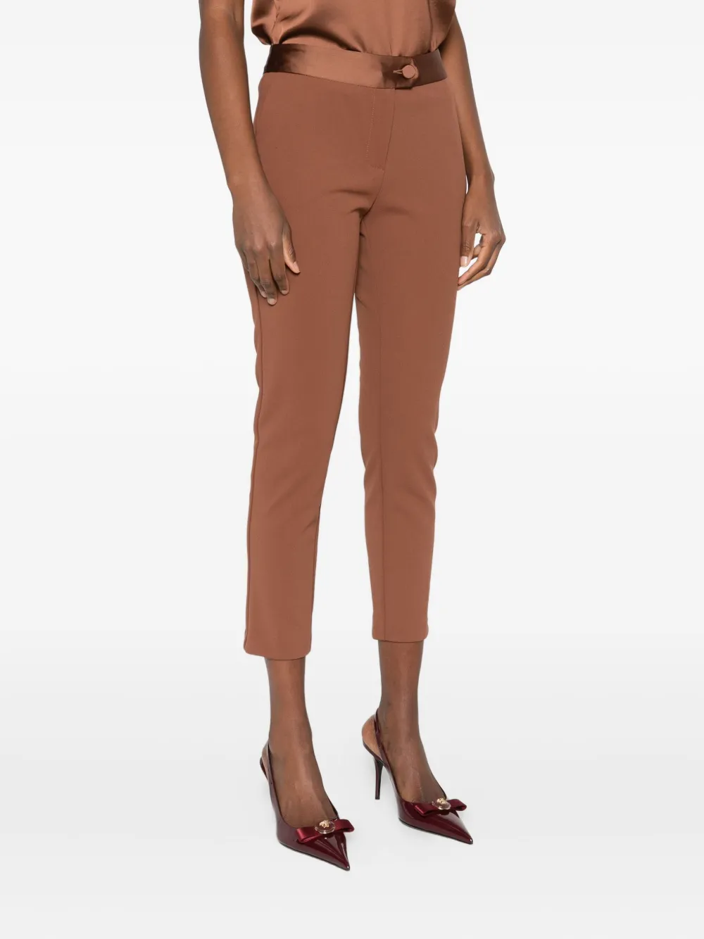 IMPERIAL Broek met knoopsatijnen tailleband Bruin