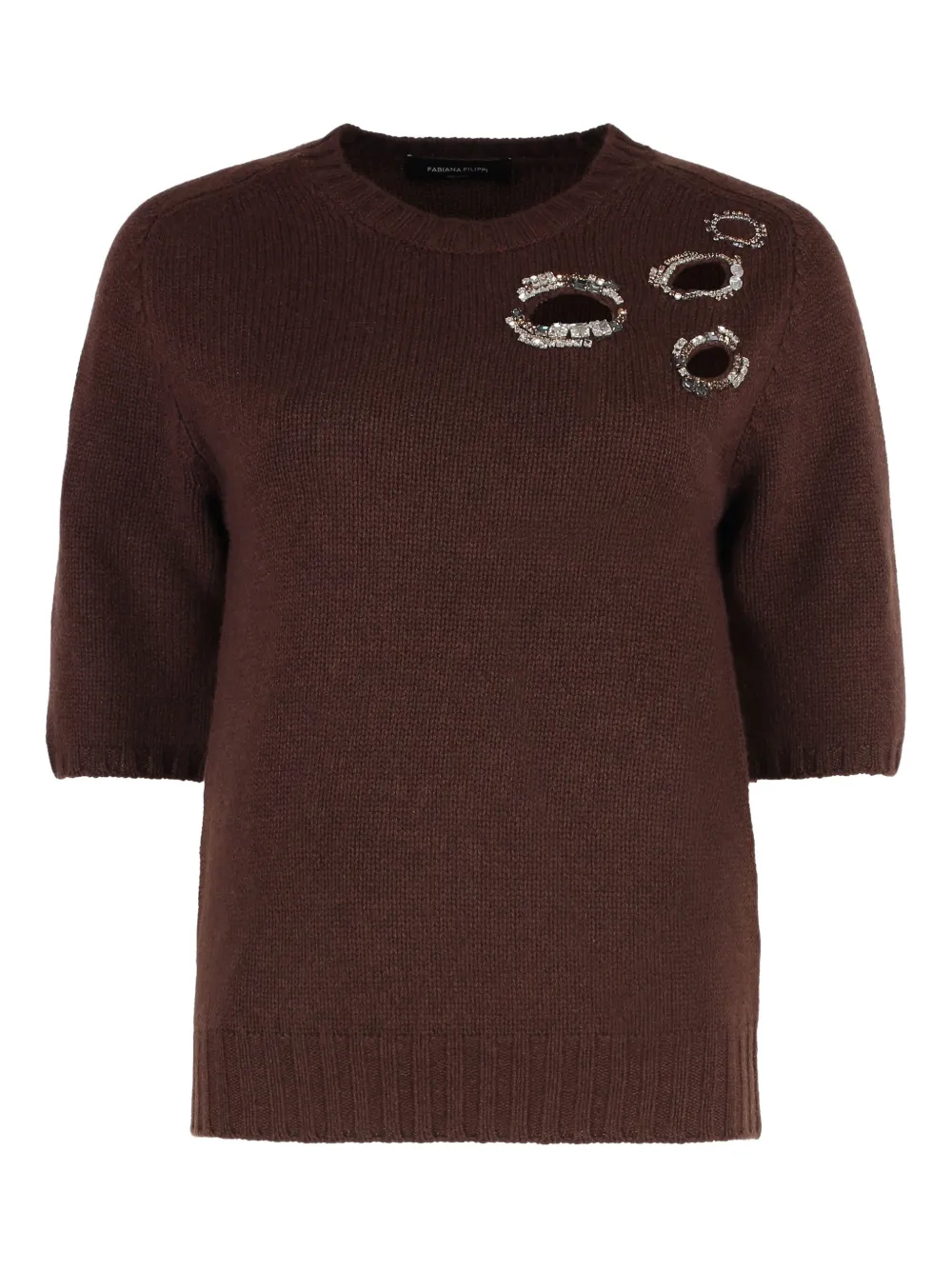 Fabiana Filippi stone-embellished cut-out sweater Bruin