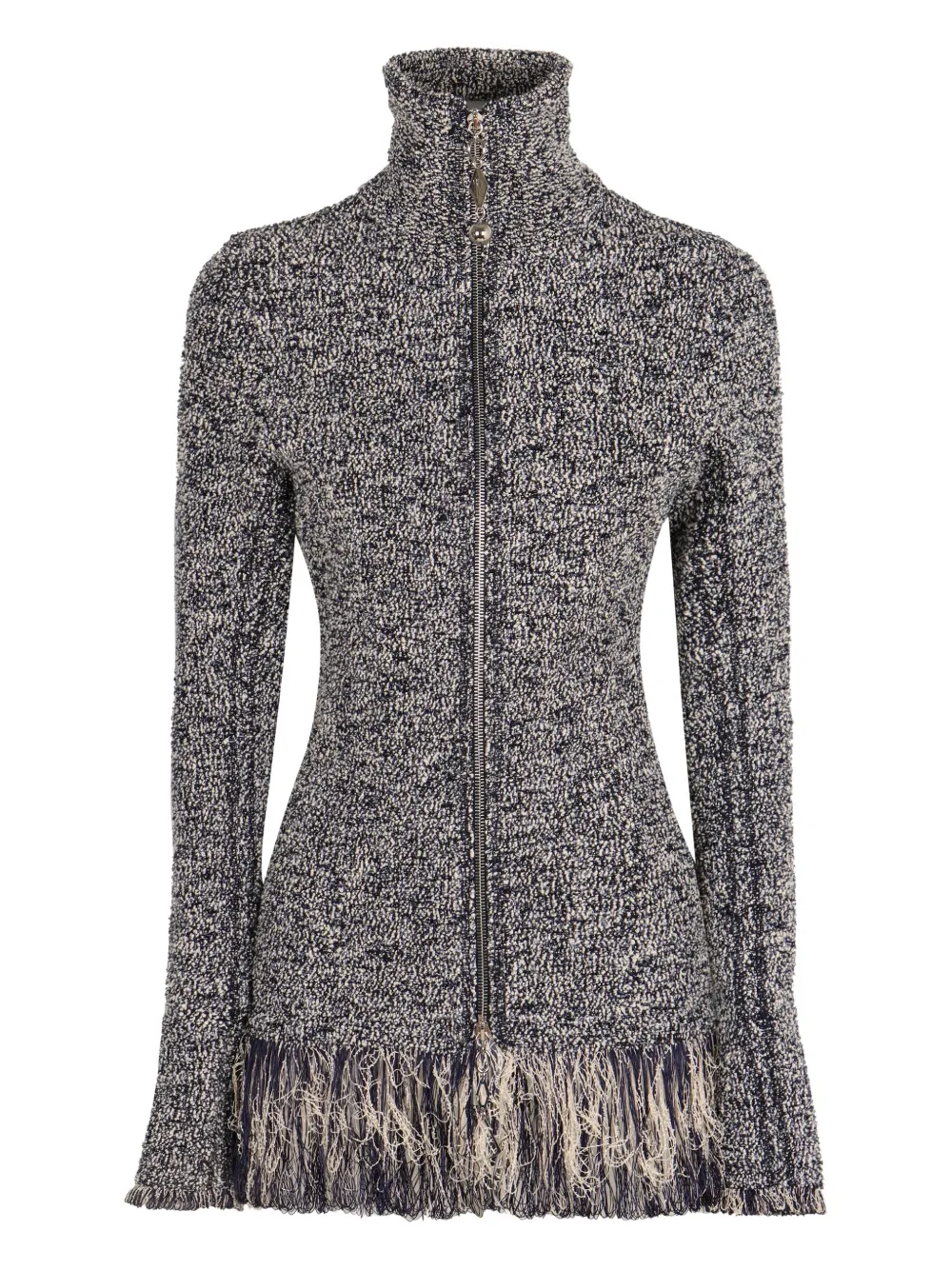 Rabanne zip fringed cardigan | Grey | Image 1