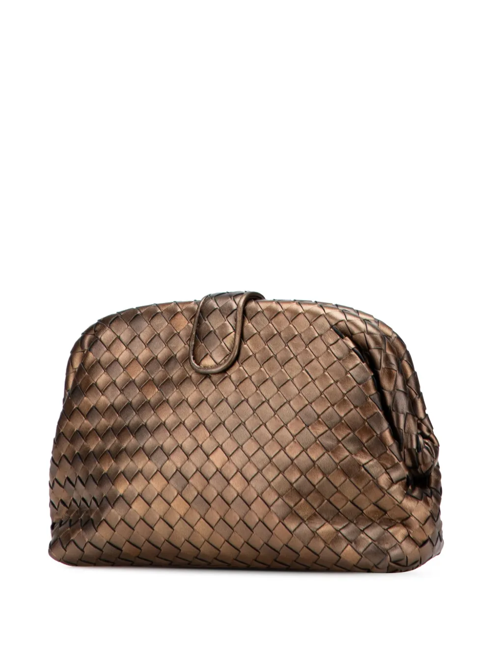 Pre-owned Bottega Veneta 2012-2025 Nappa Intrecciato The Lauren 1980 Clutch Bag In Brown