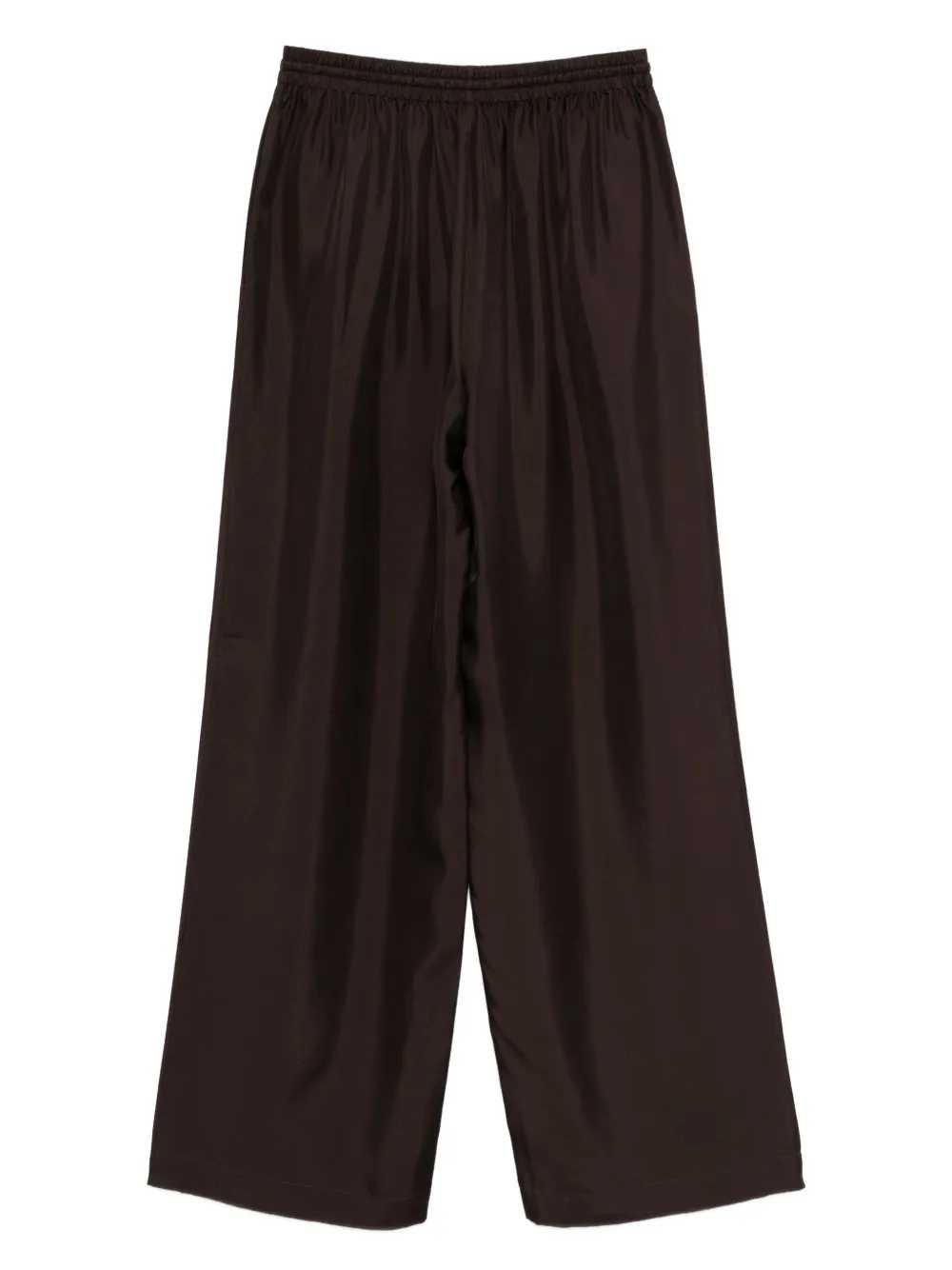 Róhe Zijden broek met trekkoordtaille - Bruin