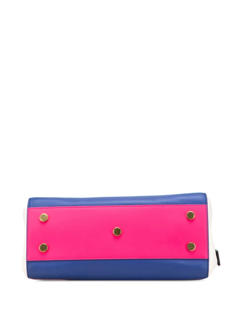 Pre-owned Saint Laurent 2015 Medium Smooth Tricolor Calfskin Cabas Rive Gauche Satchel In Blue