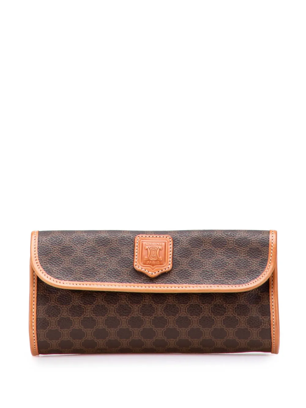 Pre-owned Celine 1996 Macadam Coated Canvas Clutch Bag In Brown