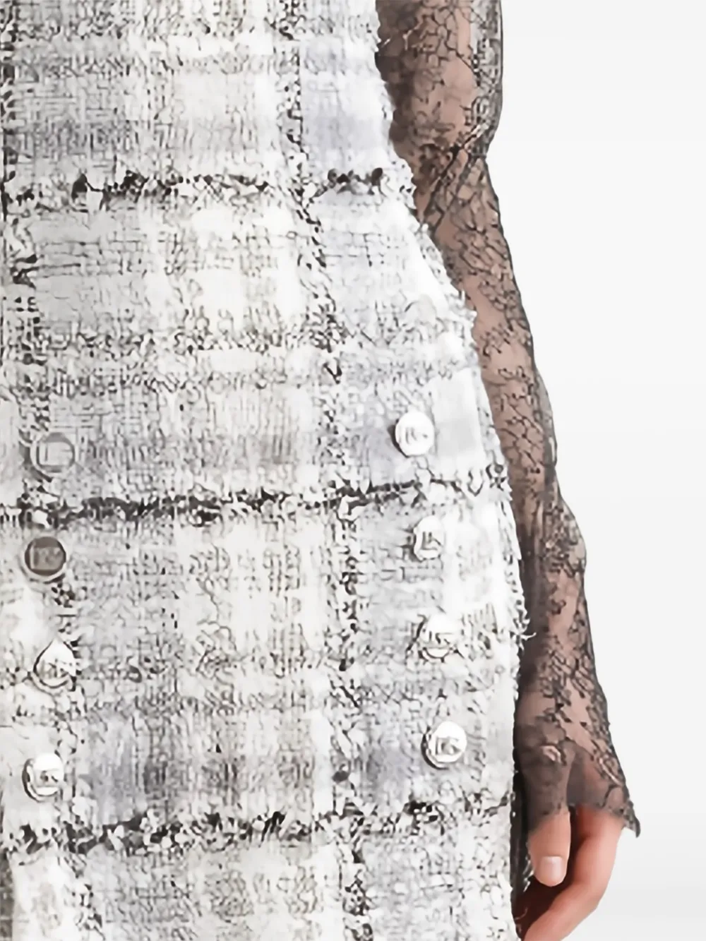 Dolce & Gabbana checked-pattern tweed button-detail mini dress Grijs