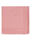 FENDI logo-pattern frayed-edge shawl - Pink