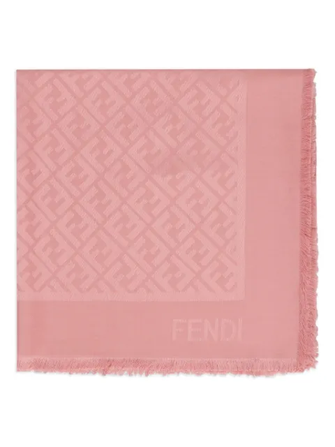 FENDI logo-pattern frayed-edge shawl