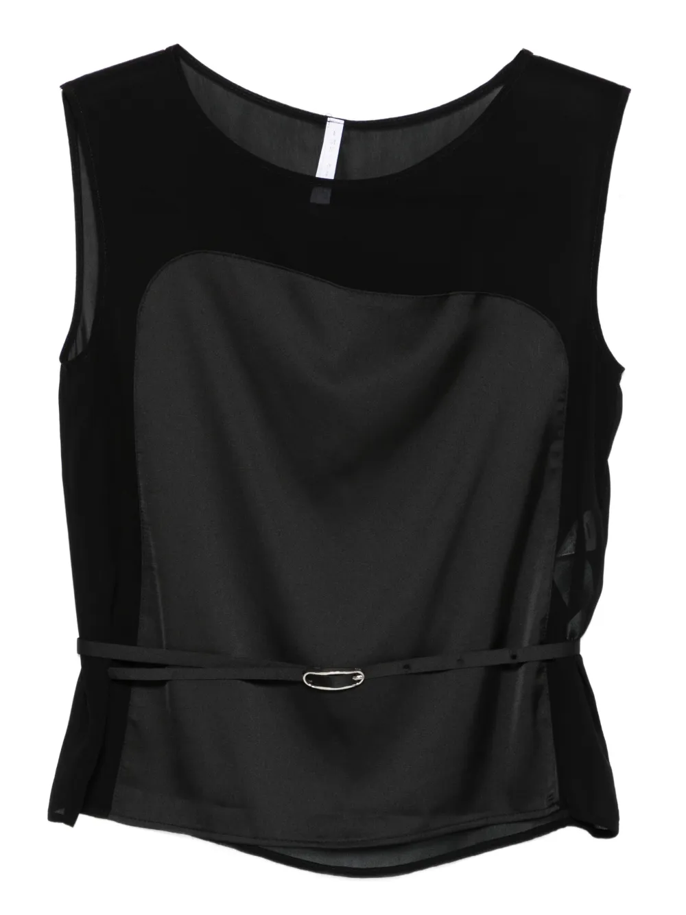 IMPERIAL sheer-panel belted top | Black | Image 1